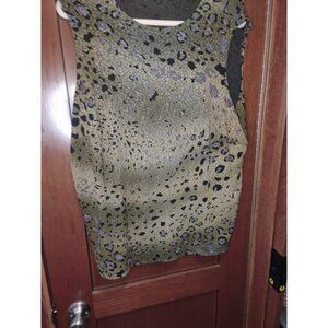 LAURA ASHLEY TANK BLOUSE ladies size 2X olive/black silky
